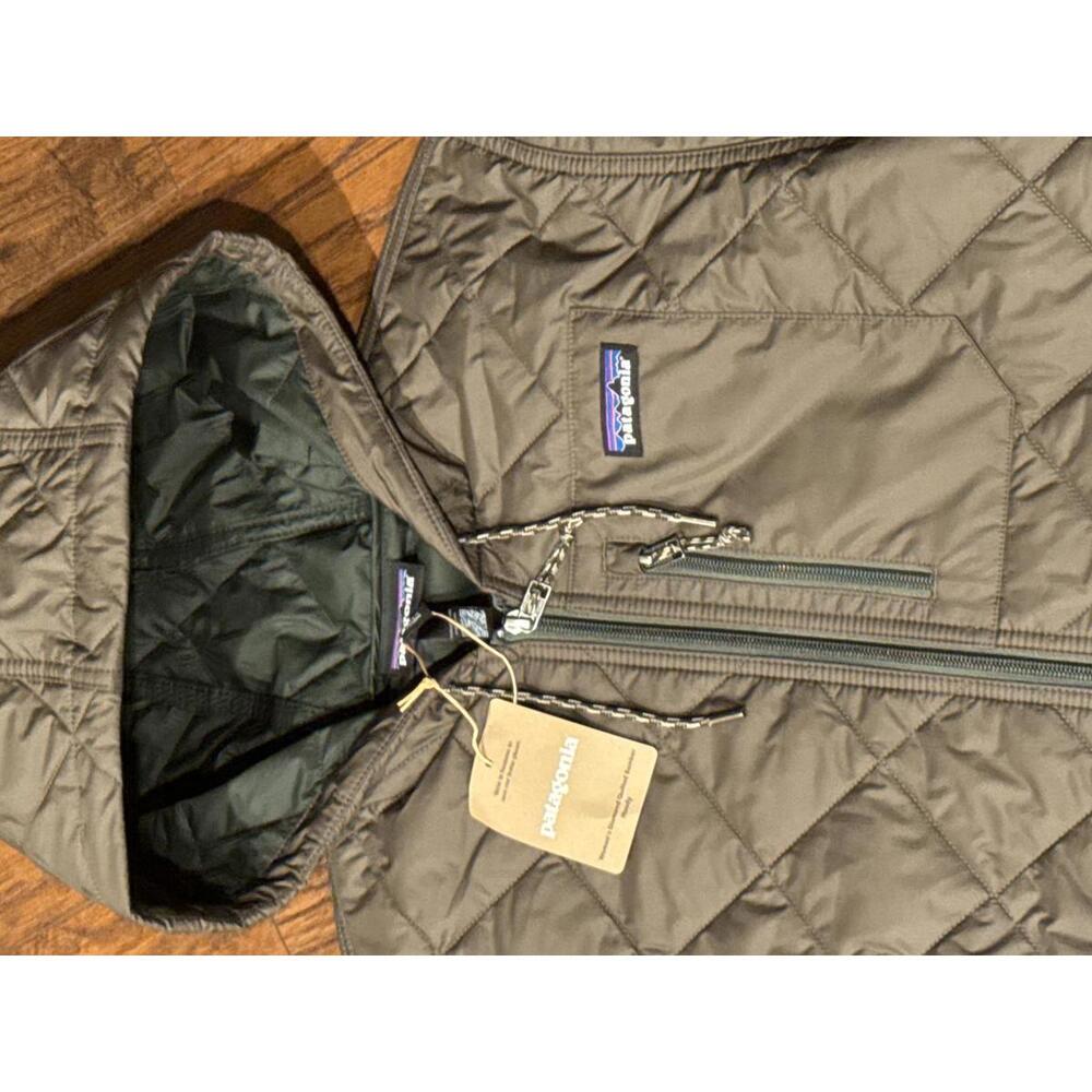 Patagonia Diamond Quilted Bomber Hoody Jacket Women's Size L NWT Basin Green - Picture 6 of 9